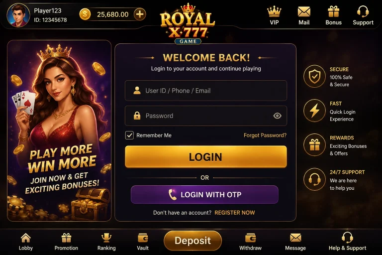 Royal X 777 Game Login Guide